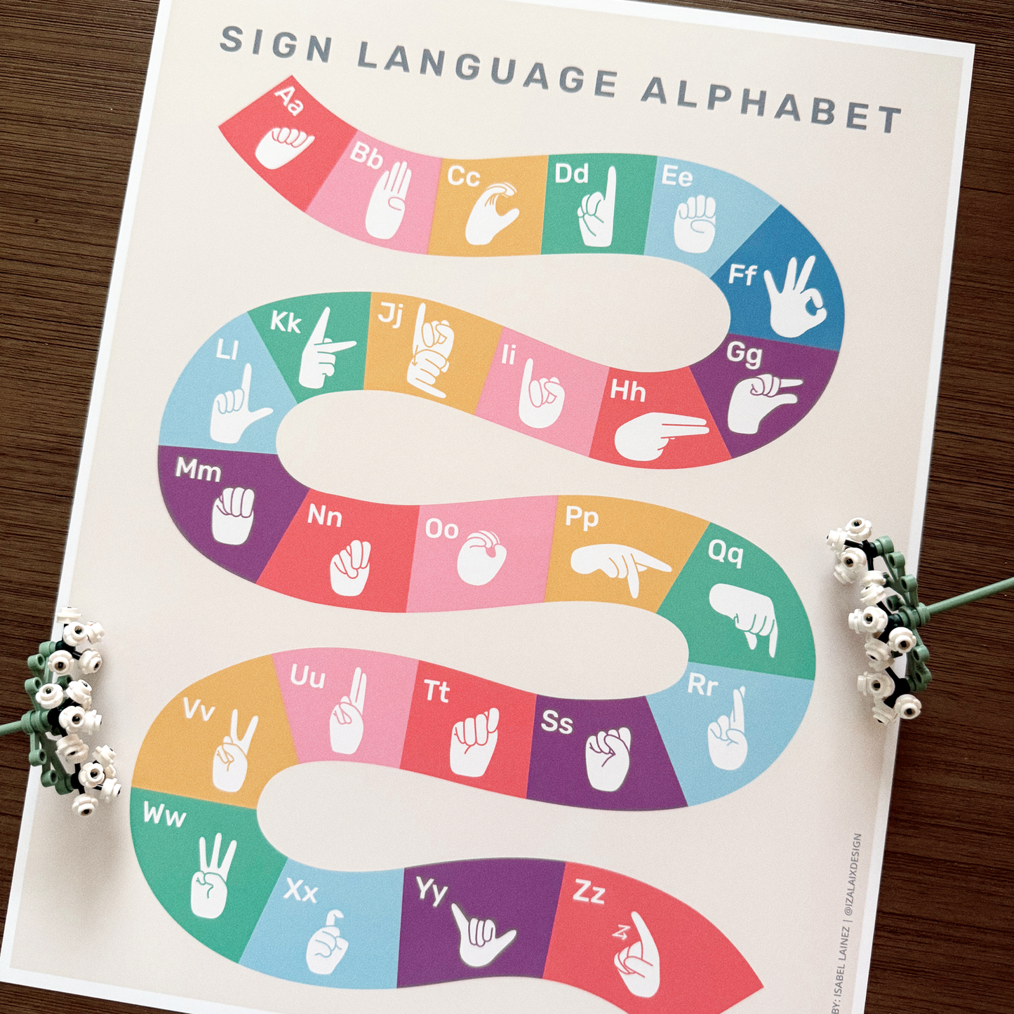 Sign Language Alphabet Curve Art Print