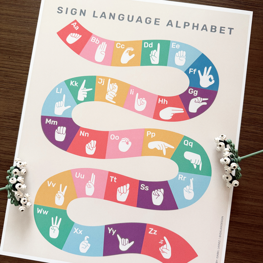 Sign Language Alphabet Curve Art Print