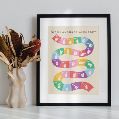 Sign Language Alphabet Curve Art Print