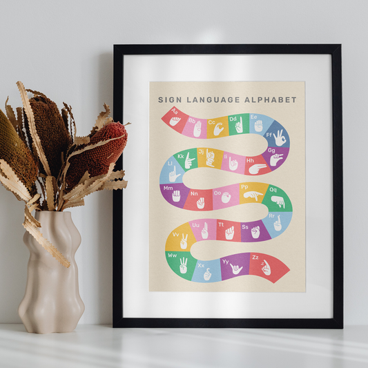 Sign Language Alphabet Curve Art Print