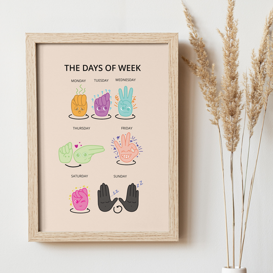 Days of week with ASL Art Print